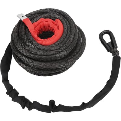 Synthetisch Lierkabel met Beschermhoes 9,5 mm X 23 m 7,5T Hoge Sterkte Lierkabel voor 4WD black