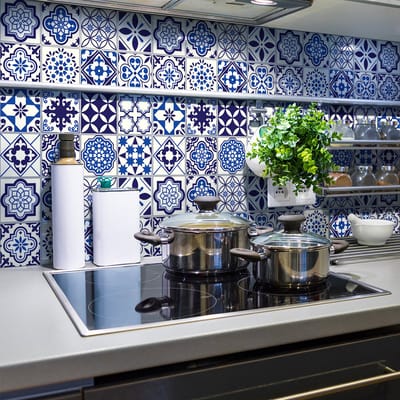 Zelfklevende tegelmuurstickers voor keuken en badkamer - 24 EUSEBIO Azulejos tegelstickers - 24 stickers 10x10cm