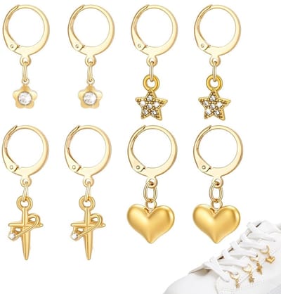 Dailygoods- Schoen Charms 8 Stuks - Gouden Charms - Decoratie voor Sneakers - Persoonlijke Bedels - Unieke Hangers - Geschikt voor Vrouwen - Schoenbedels