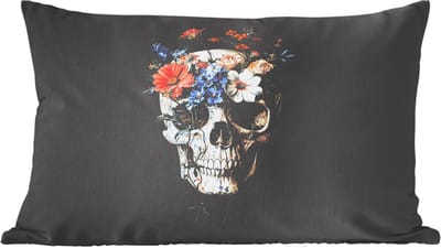 Sierkussens - Kussentjes Woonkamer - 60x40 cm - Bloemen - Schedel - Kleurrijk