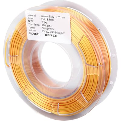 1.75mm PLA Filament Bundel Goud Rood Dubbele Kleur Co-extrusie Filament 3D Printen Verbruiksartikel 200g