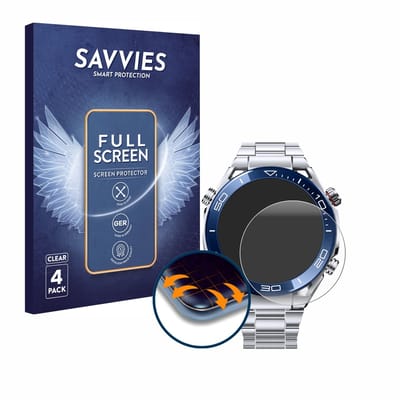 Savvies - Screenprotector voor Huawei Watch Ultimate (48.5 mm) - Folie Beschermfolie transparant volledig dekking 4 Stuks