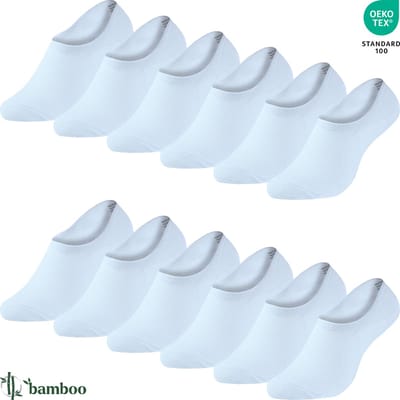 Bamboe Footies Sneakersokken Naadloos Anti-Zweet Anti-Slip Zakt niet af - 12 paar - Unisex - Wit - Wandelsokken - Sportsokken - Bamboe Sokken B-1302 Maat 35-40