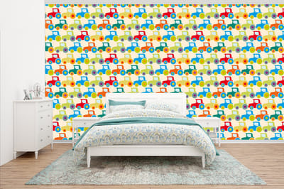 Behang - Fotobehang Patronen - Trekker - Kleuren - Jongetje - Jongens - Kinderen - Kids - Breedte 500 cm x hoogte 280 cm