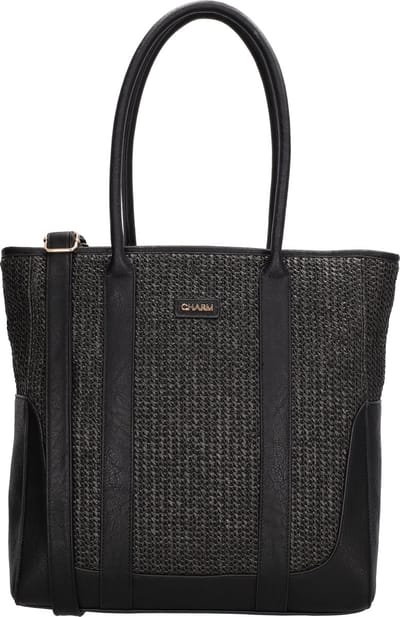 Charm London Hillingdon Shopper - Schoudertas - Schouderband - Raffia - Praktisch - Tote Bag - Dames Tas - Zwart