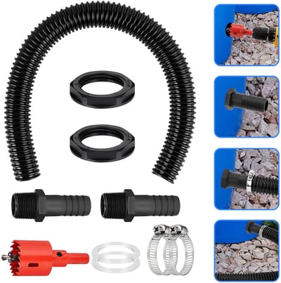 Regentonverbindingsset - Regenton Aansluitset - Regentonconnector, met Slang 50 cm - Regentonconnector - Regenton Verbindingsset voor Regenwaterton