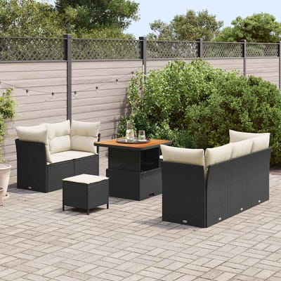 vidaXL - Tuinbank - Set - 8 - st - 5-Aantal - zitplaatsen - Zwart - en - Crème