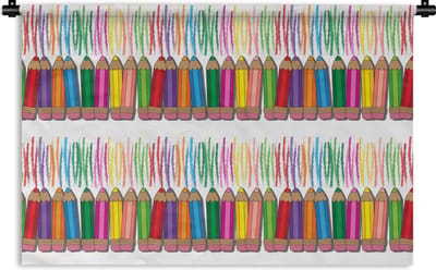 Wandkleed - Wanddoek - Kleurpotlood - Patronen - Regenboog - 180x120 cm - Wandtapijt