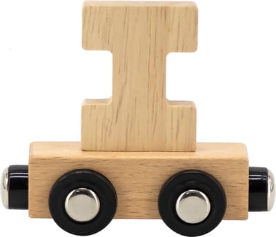 Tryco Houten Naturel Lettertrein Letter I - Letterwagon voor Woorden en Naamtreinen - Stimuleert Creativiteit en Motoriek - Vanaf 3 Jaar