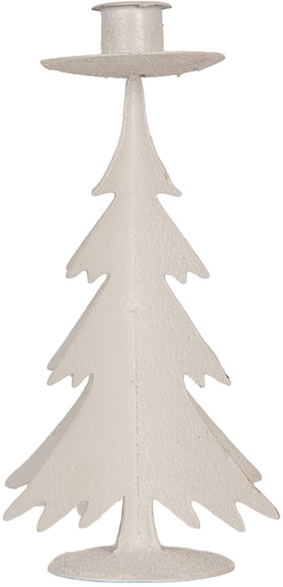 Clayre & Eef Kandelaar Kerstboom Ø 9x20 cm Grijs Metaal