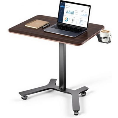 VEVOR in hoogte verstelbaar bureau/computerbureau 715x520x(725-1070)mm, metalen frame, MDF-blad, draagvermogen van 15 kg, zwenkwielen met 2 remmen, mobiel bureau voor thuiswerkplek/studie