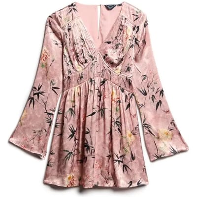 Superdry - Jacquard mini-jurk met wijduitlopende mouwen - Dames - Jurken
