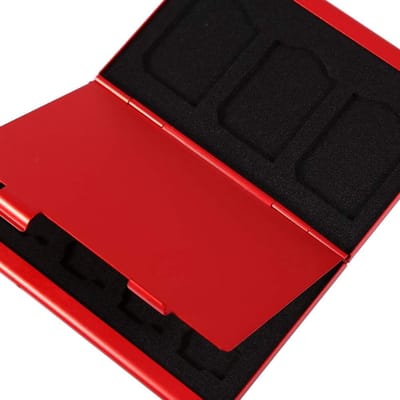 Red Aluminum 12 Slot Storage Box or TF Card - &Emory Card, Card, Carrying Case for Emory Card Video Production Case for Emory Card SD Box (Red)