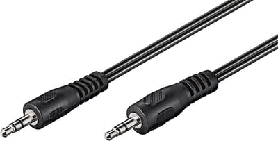 Goobay Audio-aansluitkabel AUX, 3,5 mm stereo, jackplug 3,5 mm-stekker (3-pins, stereo) naar jackplug 3,5 mm-stekker, 5 m, platte kabel, zwart