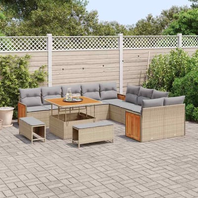 vidaXL - Tuinbank - Set - 17 - st - 12-Aantal - zitplaatsen - Beige - en - Lichtgrijs