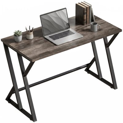 HOMCOM Schrijftafel-Spaanplaat, metaal-120L x 60B x 76,5H cm-Grijs