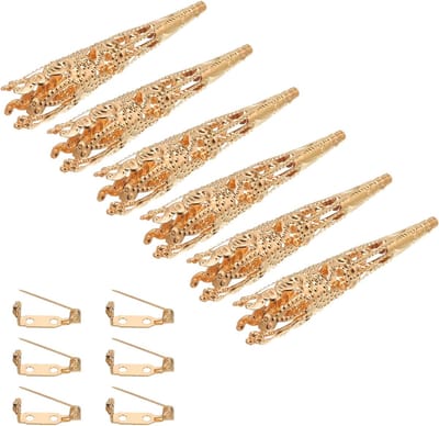 Corsage Houder Set - Broche Pin Vaas - Bruiloft Decoratie - Hol Sier Ontwerp - 41 mm Lengte - Roségoud