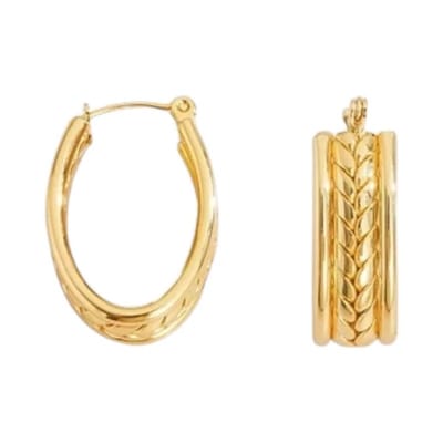 Aramat Jewels | Oorringen | Gourmet Schakel Oorringen RVS Goudkleurig – 25x18mm – Ovaal | | | |4mm | Staal | Volwassenen | Verkleurd niet