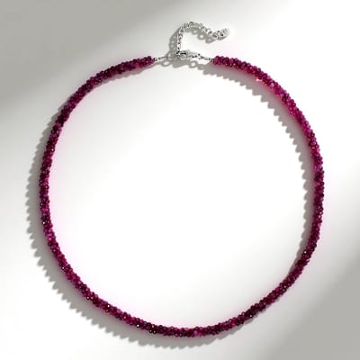 Cavill - Zilveren halsketting 925 sterling zilver - Mozambique robijn 0.66 ct - Verstelbare elegante ketting dames met facetgeslepen robijnen
