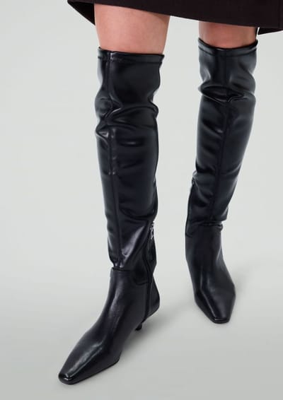 Sacha - Dames - Zwarte hoge stretch laarzen met kitten heel - Maat 36