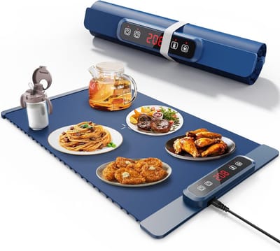 Elektrische Verwarmingsplaat - Draagbare Tafelwarmer - Eten Warm Houden - Snelle Oppervlakte Verwarming - 60x40cm - Blauw