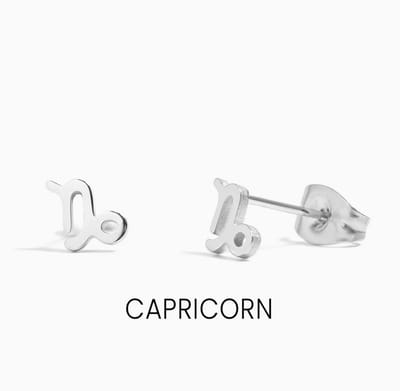 Maevi® Sterrenbeeld Oorbellen - Steenbok/Capricorn - Kleur: Zilver - RVS / Roestvrijstaal / Stainless Steel - Luxe Oorbellen - Hoge Kwaliteit - Verkleurt niet - Oorknopjes / Oorhanger - Incl. Luxe Cadeauverpakking - Zilveren Oorbellen