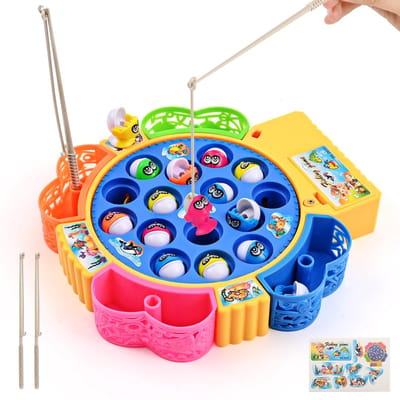 Dreamhigh® Draaiend Visspeelgoed voor Kinderen - 15 Vissen & 4 Hengels -Lernspiel - Montessori Visspel - Fijne Motoriek - Voor 6-12 Jaar