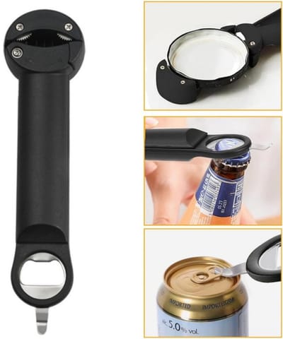 1 artikel - Multifunctionele telescopische flesopener - Magnetische blikopener - Verstelbaar - Geschikt voor blikken met een diameter van 25-95 mm - Zwart - 21 x 5 cm - Geschikt voor mensen met zwakke handen, ouderen en senioren