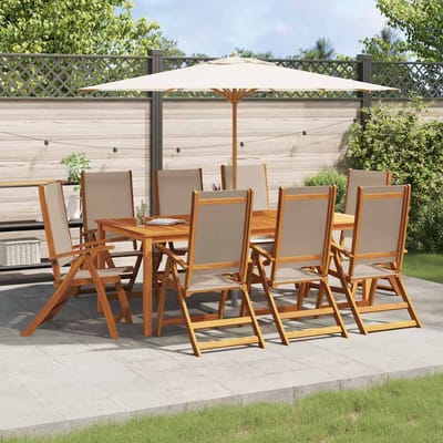 vidaXL - Opklapbare - stoelen, - 8 - stuks, - van - massief - acaciahout - en - textilene.