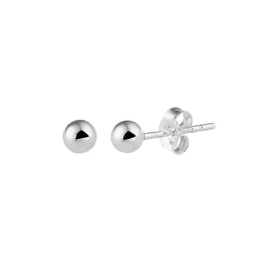 YO&NO - Oorbellen - Zilver - Oorknoppen -Bol -  4 mm - Sieraden Vrouw - Heren - Gerhodineerd - Zilver 925