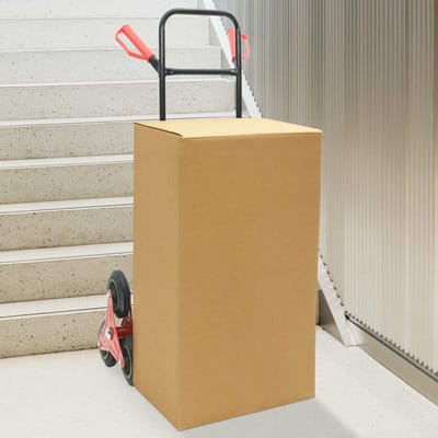 vidaXL - Hand - Trolley - Zwart - en - Rood - 64,5 - x - 49,5 - x - 114 - cm - Staal