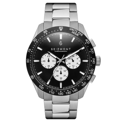 Lounet | Zwart en zilverkleurig chronograaf horloge van roestvrij staal