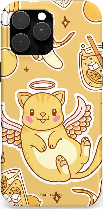 Casetastic hoesje geschikt voor Apple iPhone 16 Pro Max - MagSafe - Dubbellaagse bescherming - Poezenvleugels - Fashion Case - Goud Beige Perzik