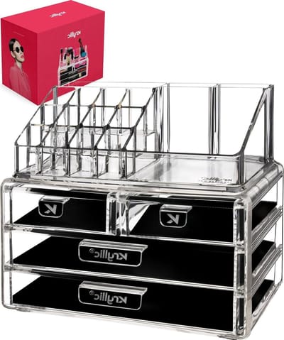 Cosmetica Organizer - Make-up Opberger - Sieraden Opslag - Kristalhelder Acryl - 16 Vakken 4 Laden - Transparant