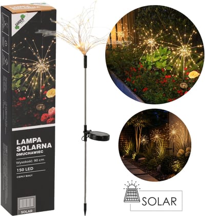 Zonne-tuinlamp, paardenbloem, in de grond te steken LED-tuinornament, warm wit 90 cm
