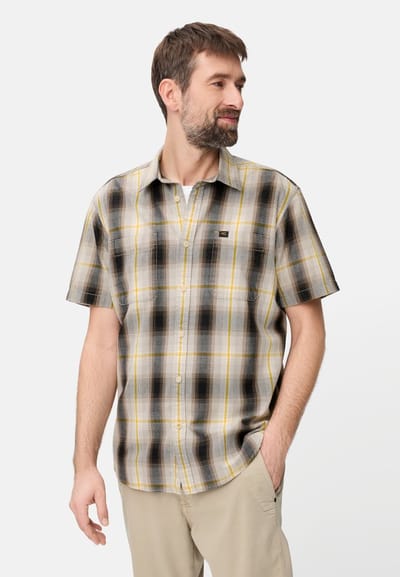 camel active Shirt met korte mouwen met borstzask - Maat menswear-L - Zonnegeel