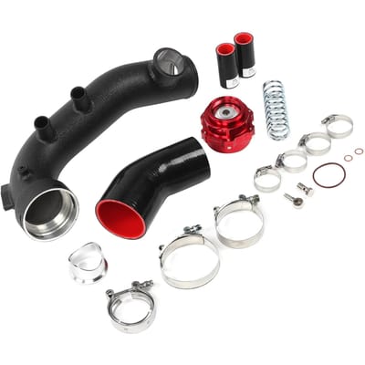 Tuyau d'admission d'air Turbocharge avec ensemble BOV rouge Alliage d'aluminium Tube en silicone Adapté pour moteur N54 black