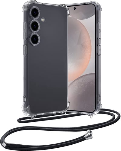 Hoes - Geschikt voor Samsung Galaxy S24 - Met Koord - Shock Proof - Siliconen Case - Back Cover - Telefoonkoord - Telefoon Hoesje Shockproof - Telefoonketting - Transparant