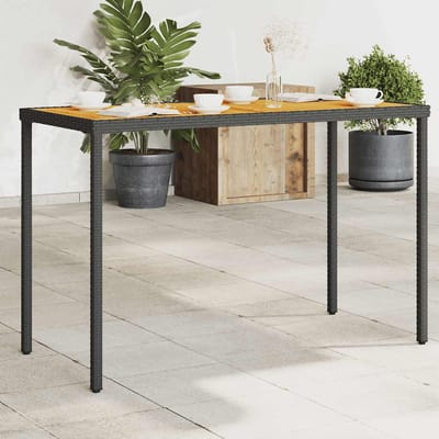vidaXL - Tuintafel - met - acaciahouten - blad - 115x54x74 - cm - poly - rattan - zwart