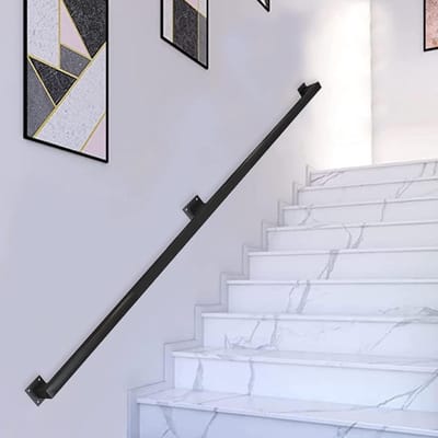 Moderne trapleuning - Veiligheidsreling binnen - Veilige trappen - Roestbestendige coating - 1 meter - Zwart