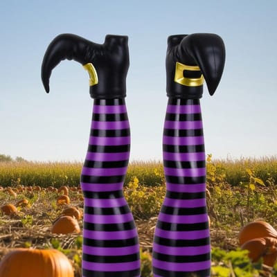 Heksenbenen Tuinpaal - Heksenpoot Decoratie - Halloween Versiering - 3D Vorm Gevoerd - 43 cm Hoog - Paars