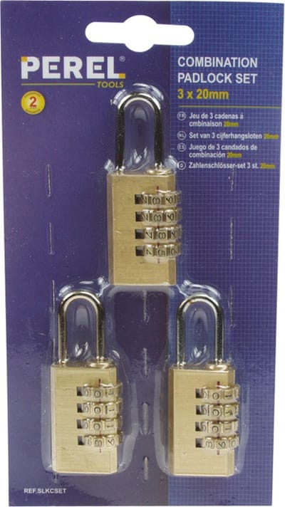 Perel Set met 3 mini cijferhangsloten, voor reiskoffers en handbagage