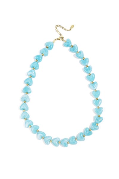 Dazzle My Heart Ketting | RVS & Resin (Hars) | Hartjes Ketting | Lichtblauw | Beste Cadeau voor haar | Snelle levering