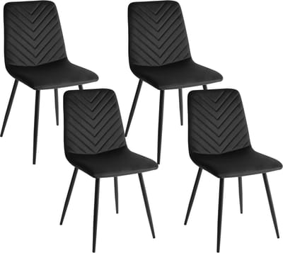 HAVRE - Eetkamerstoelen set van 4 - Zwart - Fluweel