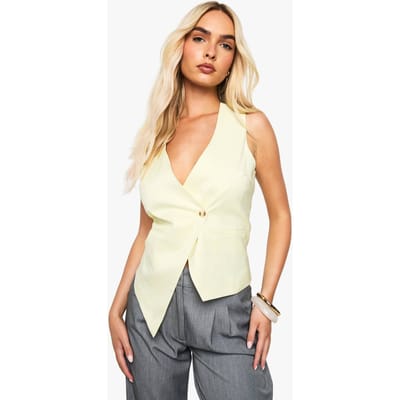 boohoo Dames Asymmetrisch op maat gemaakt vest | Citroen | Maat: 38
