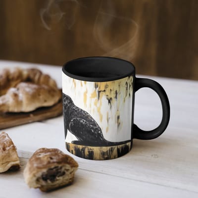 Magische Mok - Foto op Warmte Mokken - Koffiemok - Panter - Zwart - Abstract - Goud - Magic Mok - Beker - 350 ML - Theemok