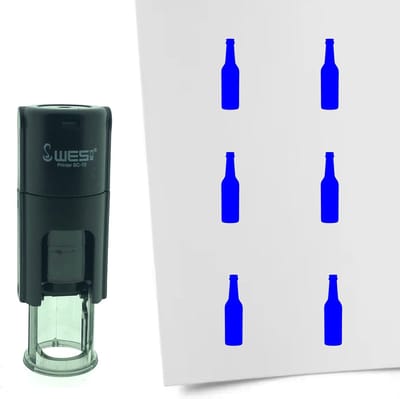 CombiCraft Stempel Bierflesje 10mm rond - Blauwe inkt