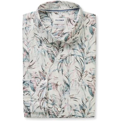 OLYMP Level Five garment washed Overhemd, Body Fit, Kent, Beige