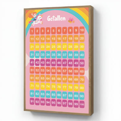 Nachtlampje 60x90 cm - Kinder lamp - Getallen - Leren tellen voor kinderen - Getallenlijn - Cijfers - Roze - Eenhoorn - Tafellamp kinderkamer draadloos - Slaapkamer lampje - Bedlamp kinderen - Kinderlampje - Wandlamp babykamer - Nachtlampjes