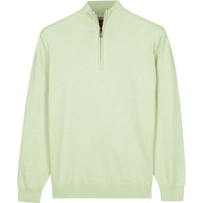 Baileys Soft Green Standaard lange mouw Regular Fit Effen Pullover 618400 71Baileys – Heren Trui – Half Zip Pullover – Pima Katoen - Soft green – 618400-71